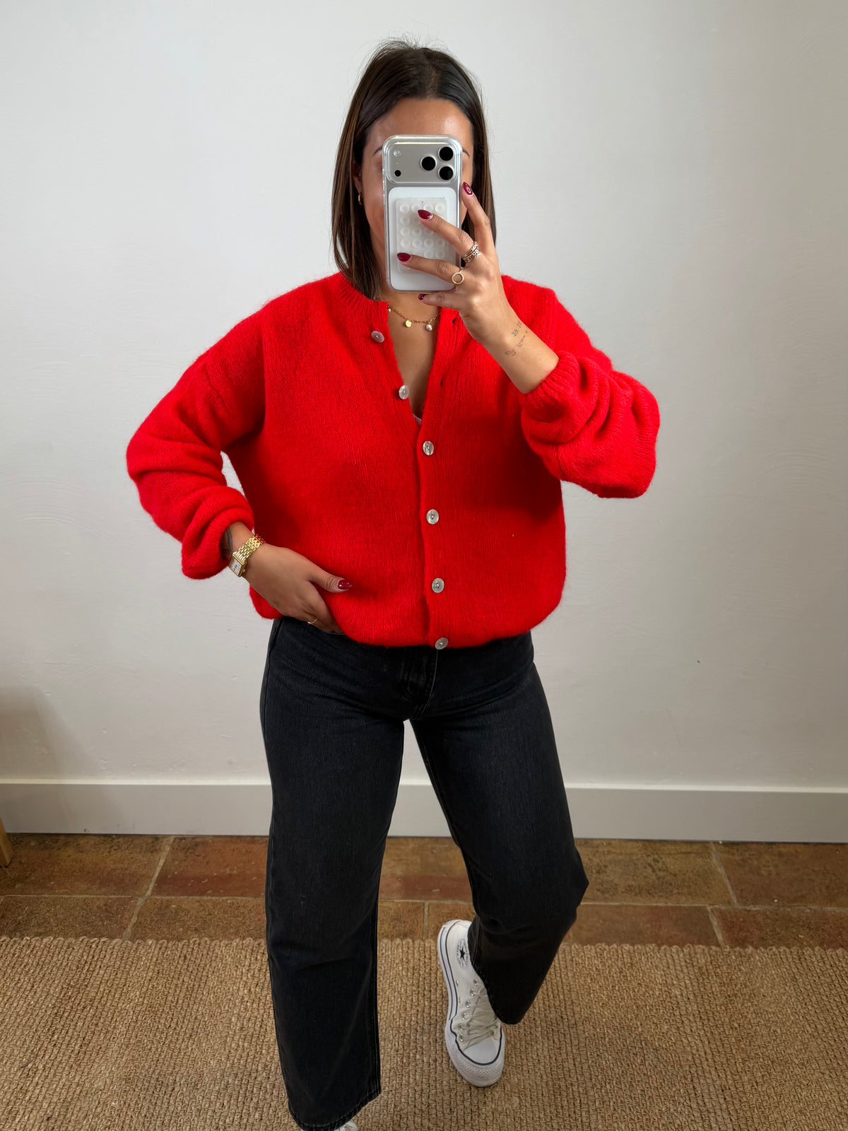 Gilet mohair Maurine - rouge orangé