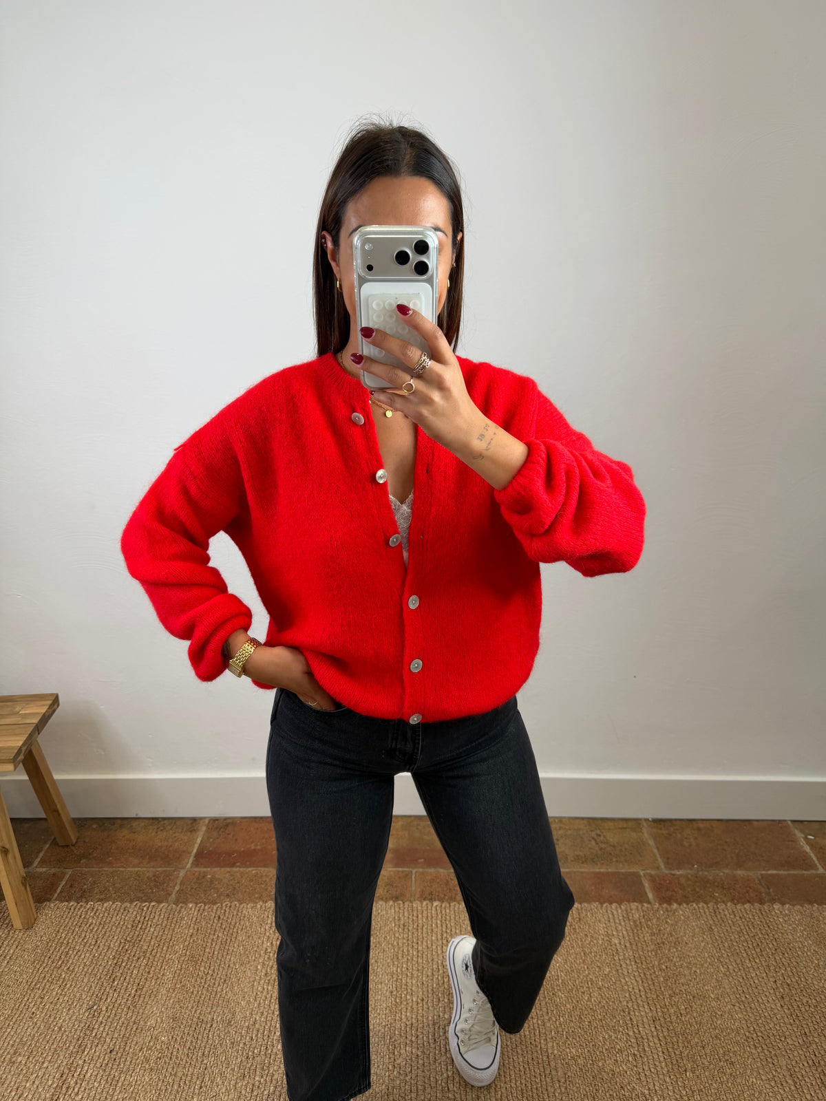 Gilet mohair Maurine - rouge orangé