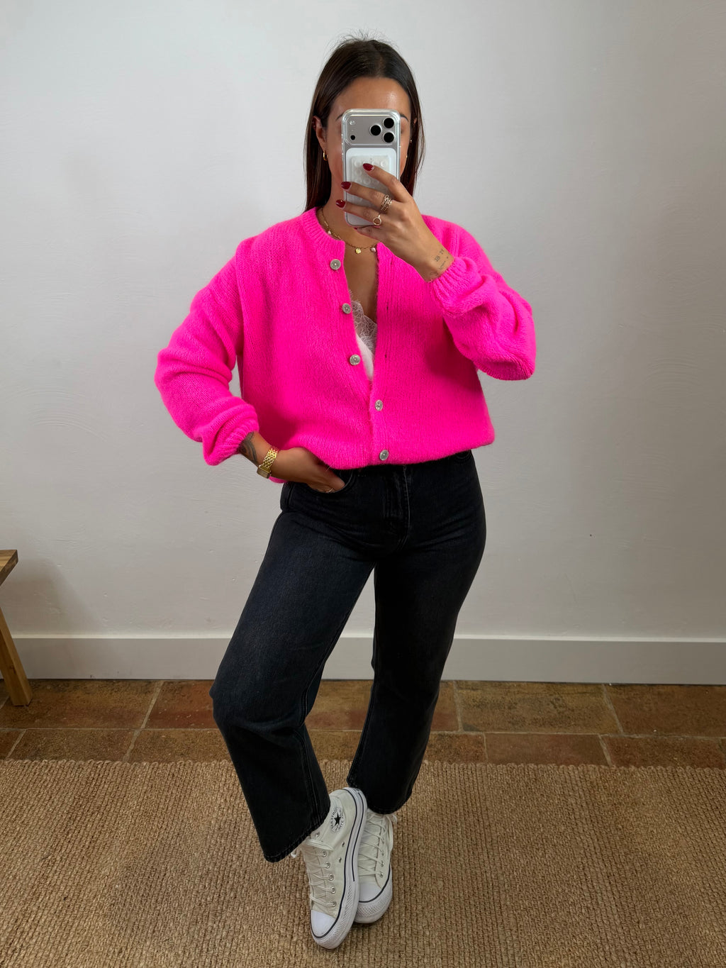 Gilet mohair Maurine - fuchsia
