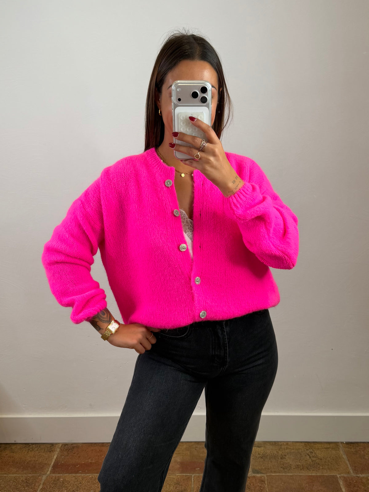 Gilet mohair Maurine - fuchsia