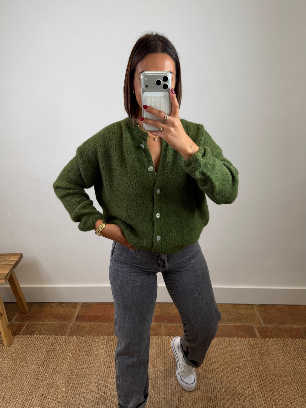 Gilet mohair Maurine - kaki