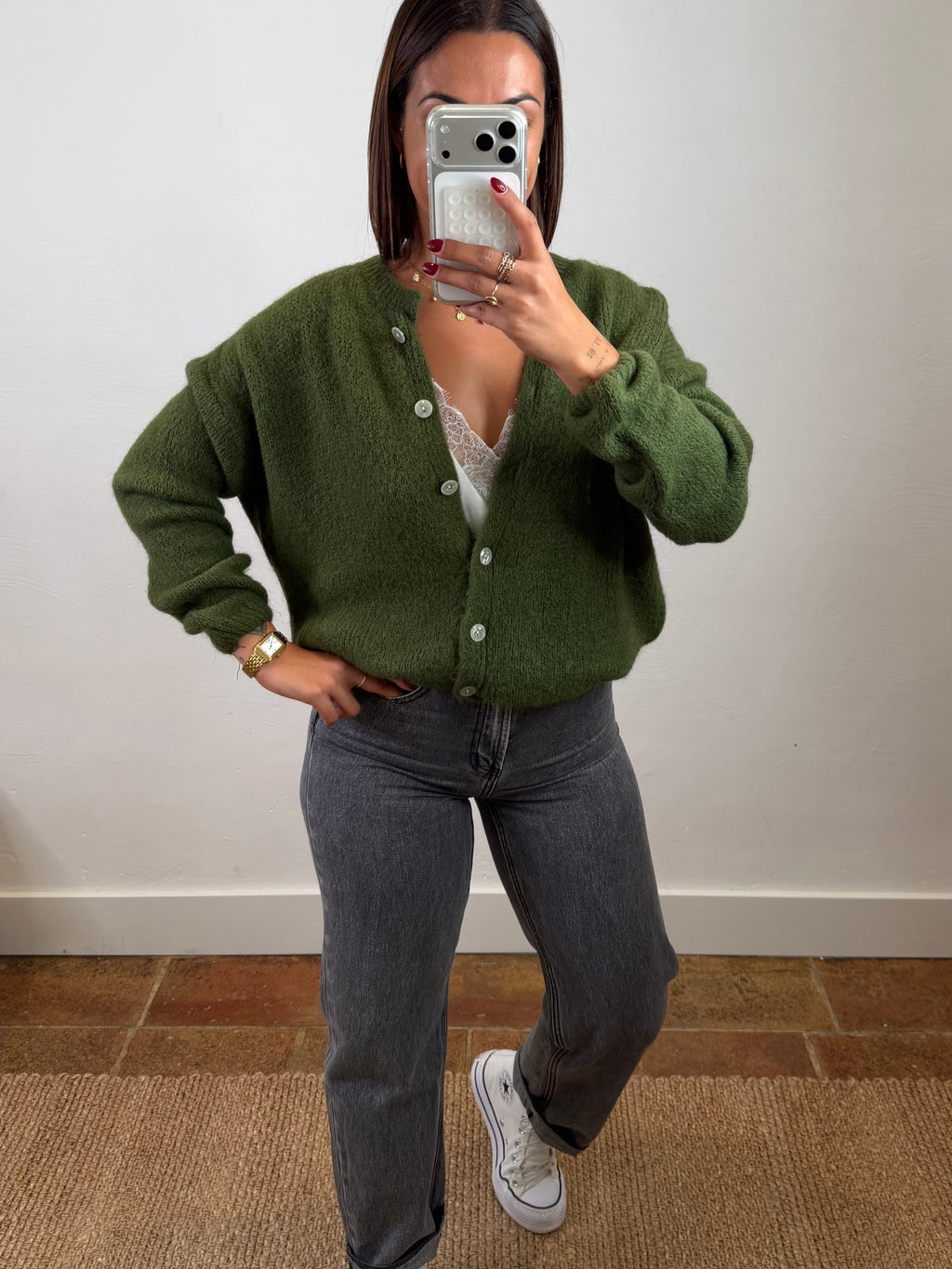Gilet mohair Maurine - kaki