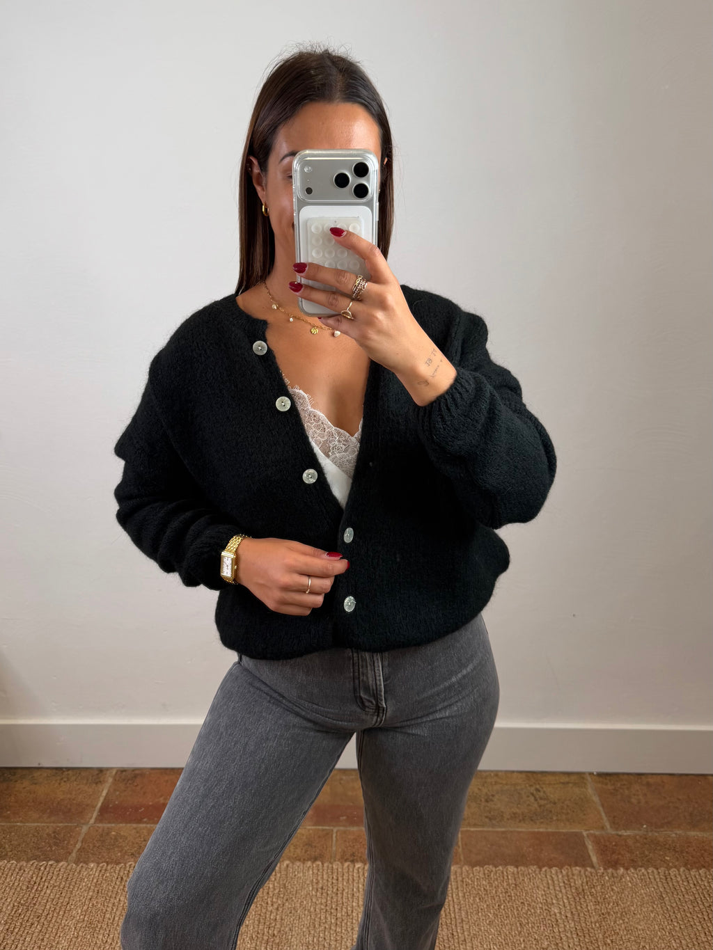Gilet mohair Maurine - noir
