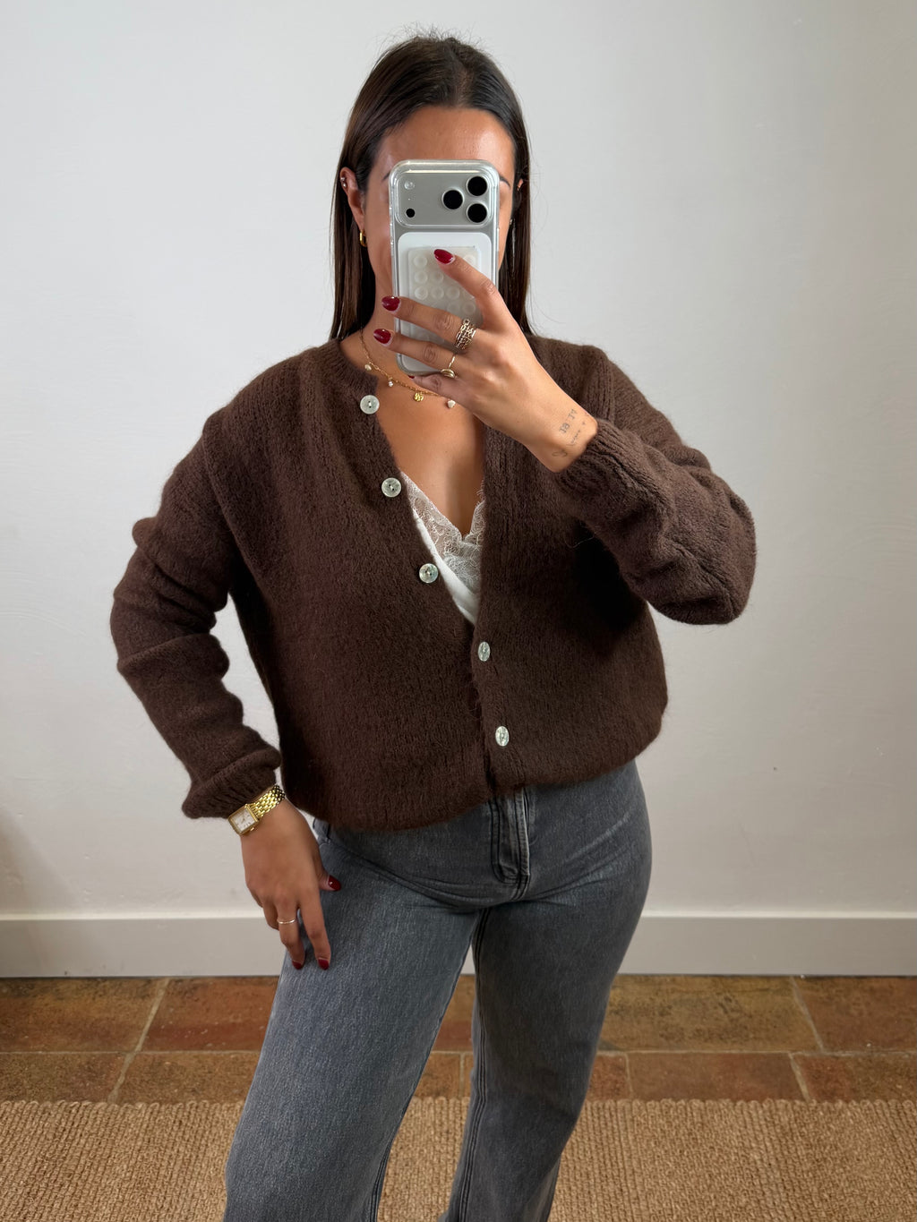 Gilet mohair Maurine - chocolat