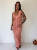 Robe éponge rayé rose & jaune