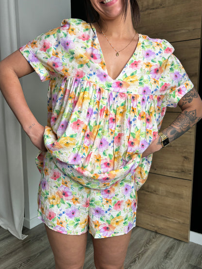 Robe short Victoire - fleurs Lila