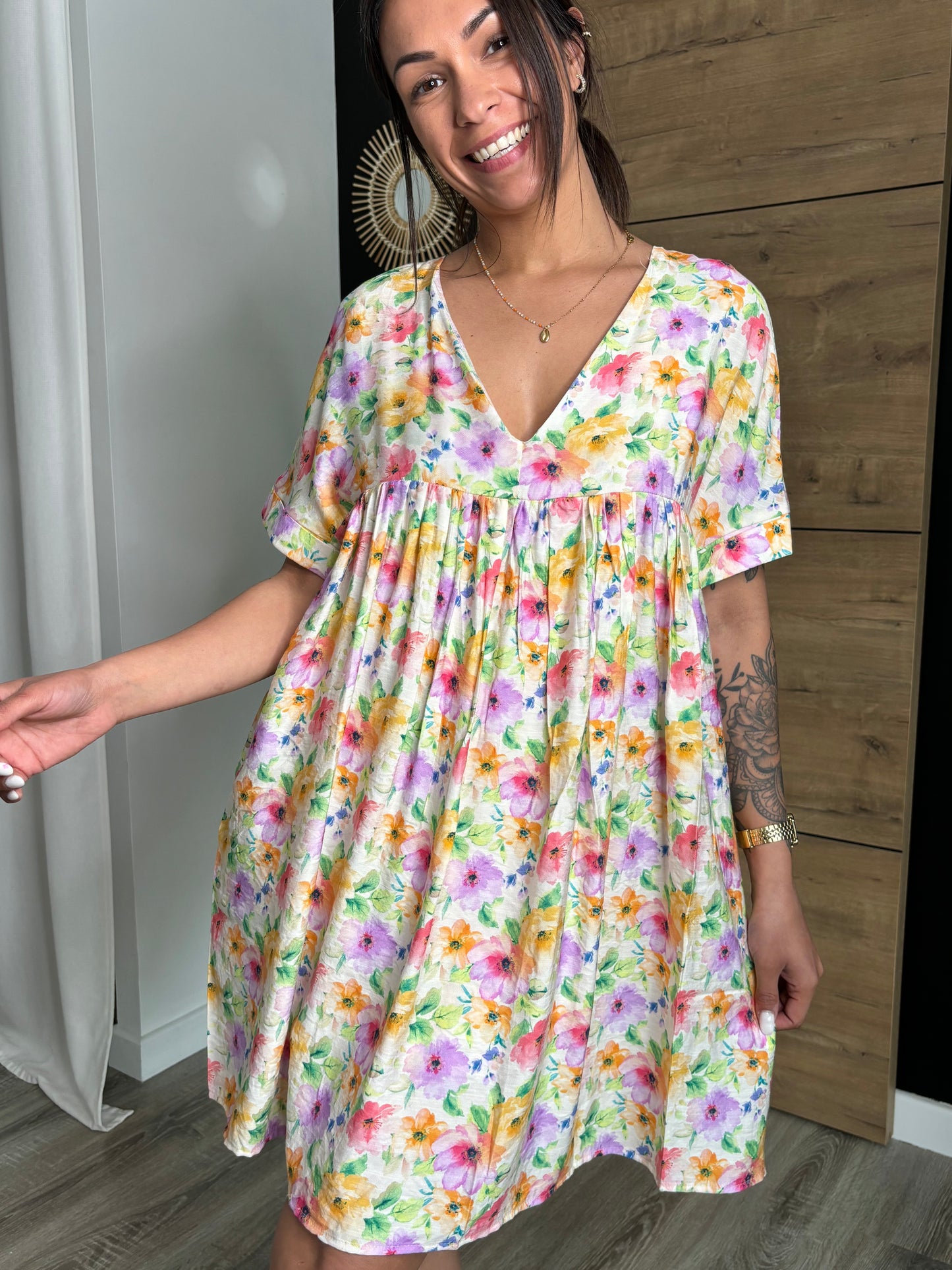 Robe short Victoire - fleurs Lila