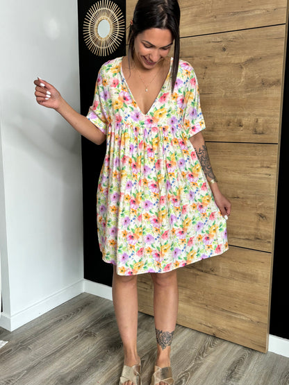 Robe short Victoire - fleurs Lila