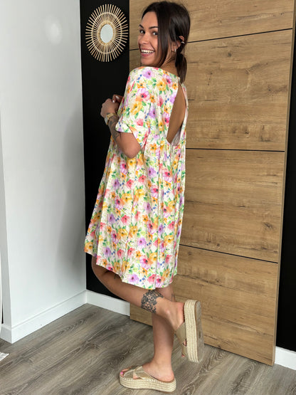Robe short Victoire - fleurs Lila