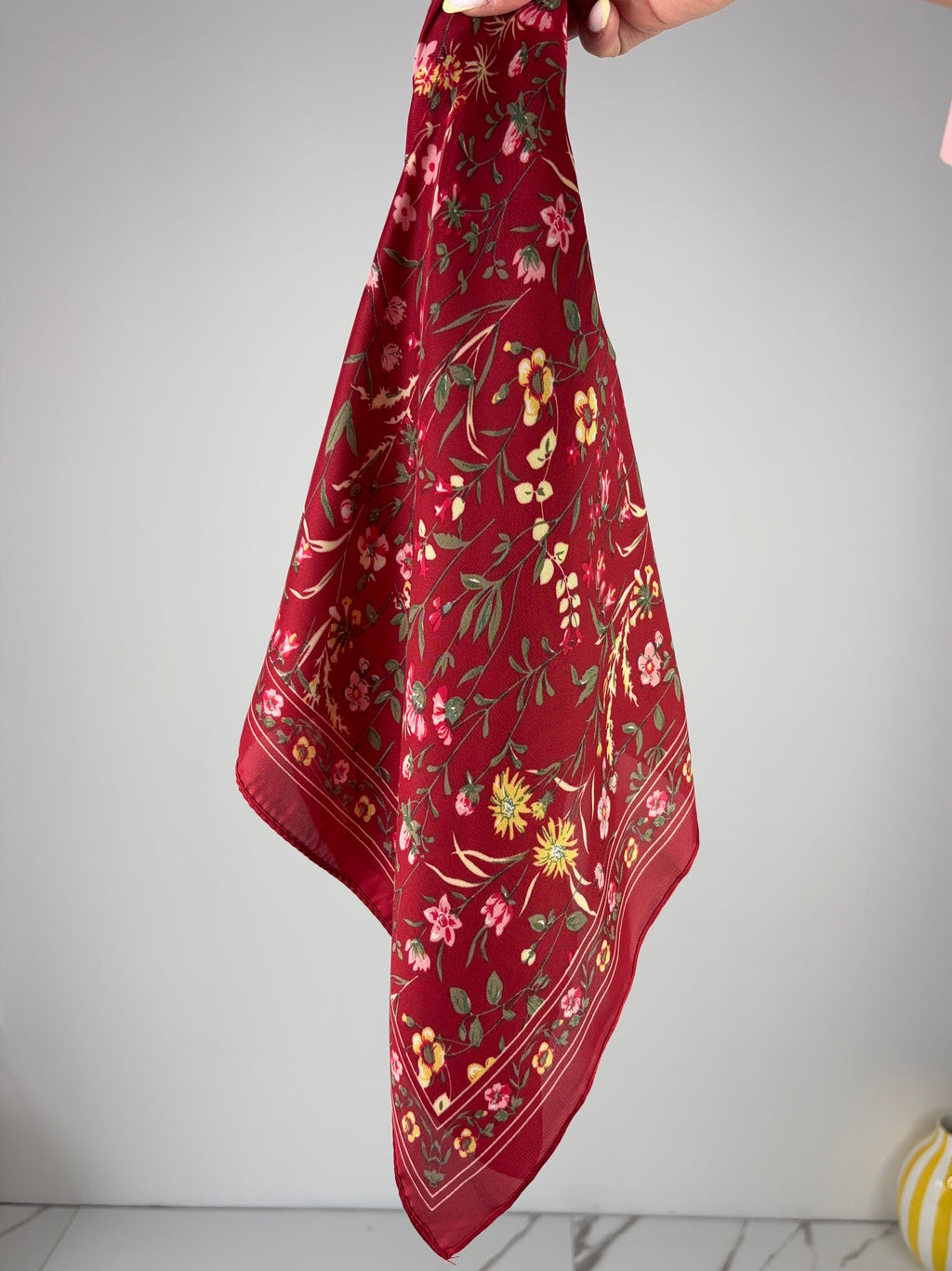 Foulard Romy - fleurs rouge