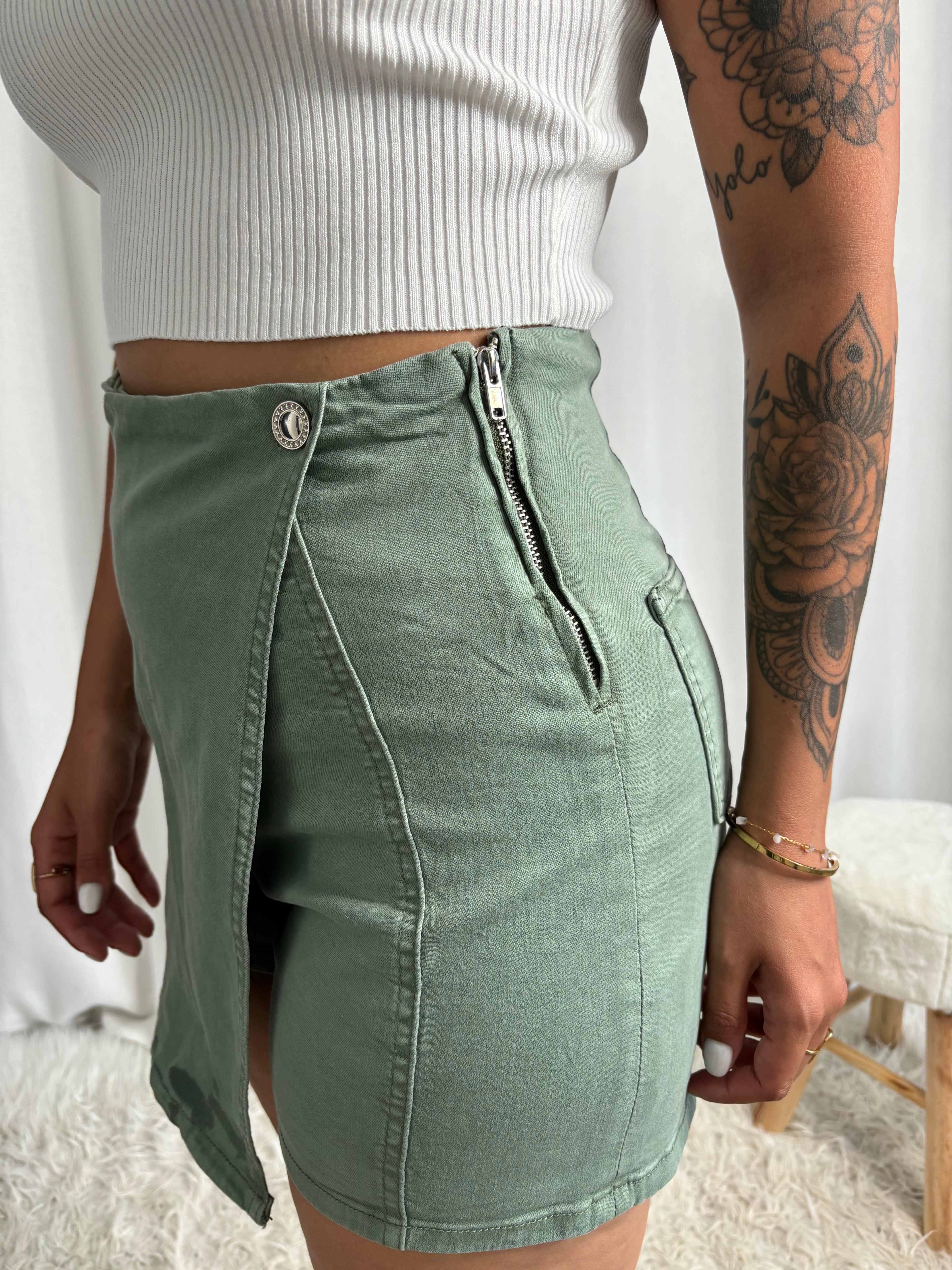 Jupe short Tiffany - kaki