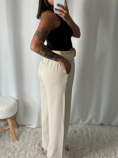 Pantalon beige avec ceinture Anna