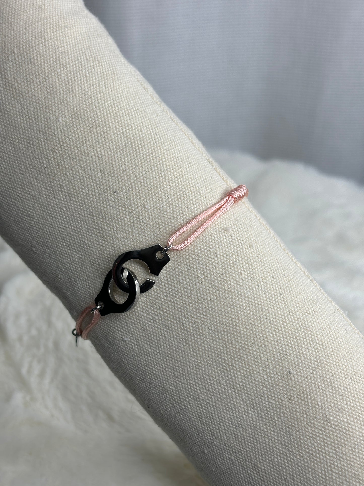 Bracelet Menottes Rose Argenté