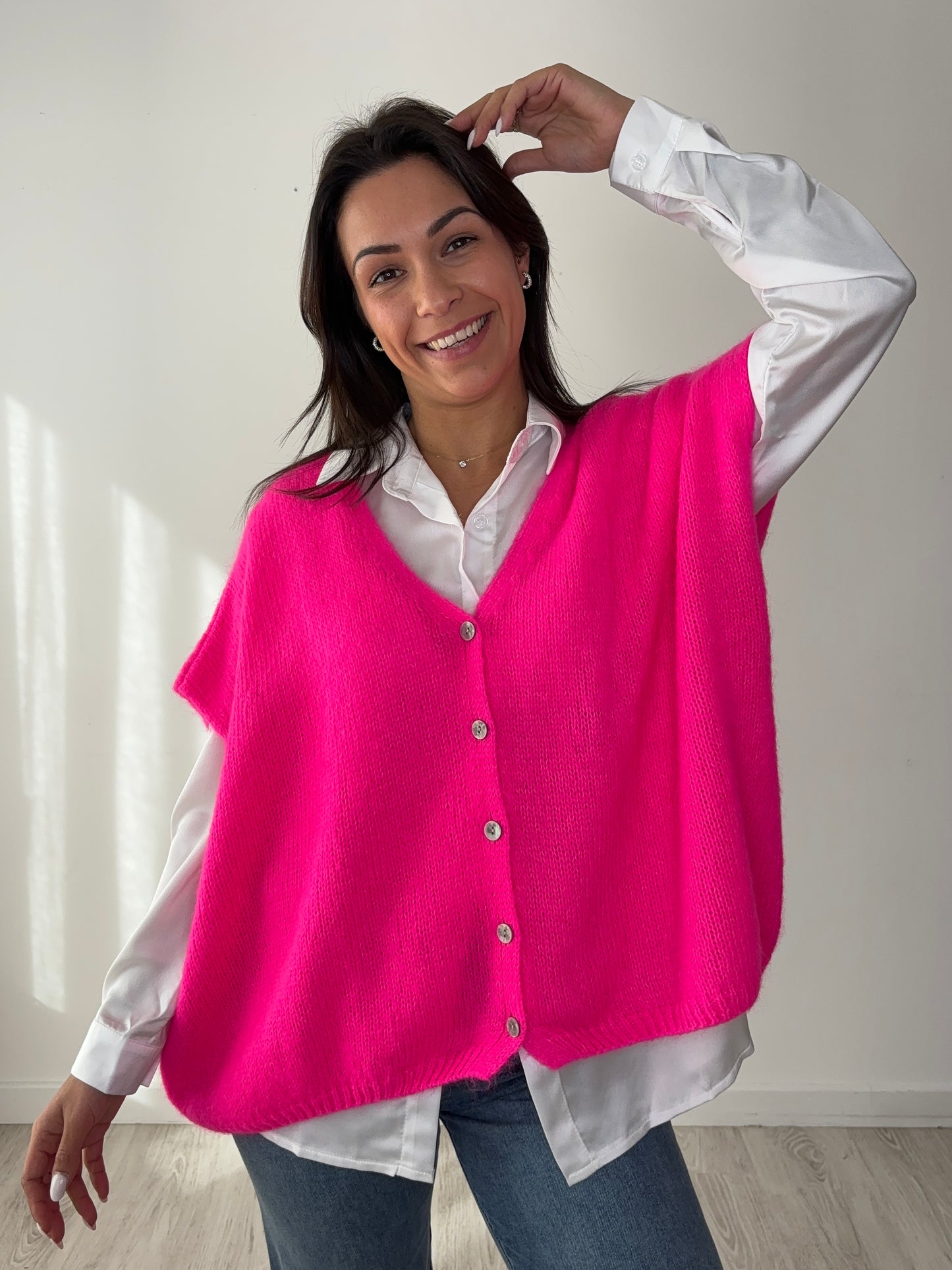 Gilet Julie du 36 au 52 - fuchsia