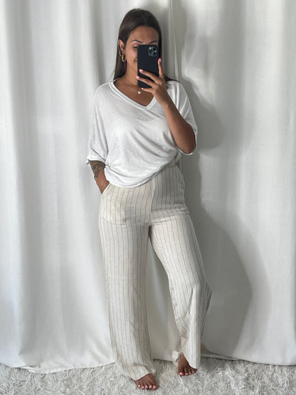 Pantalon beige rayé April