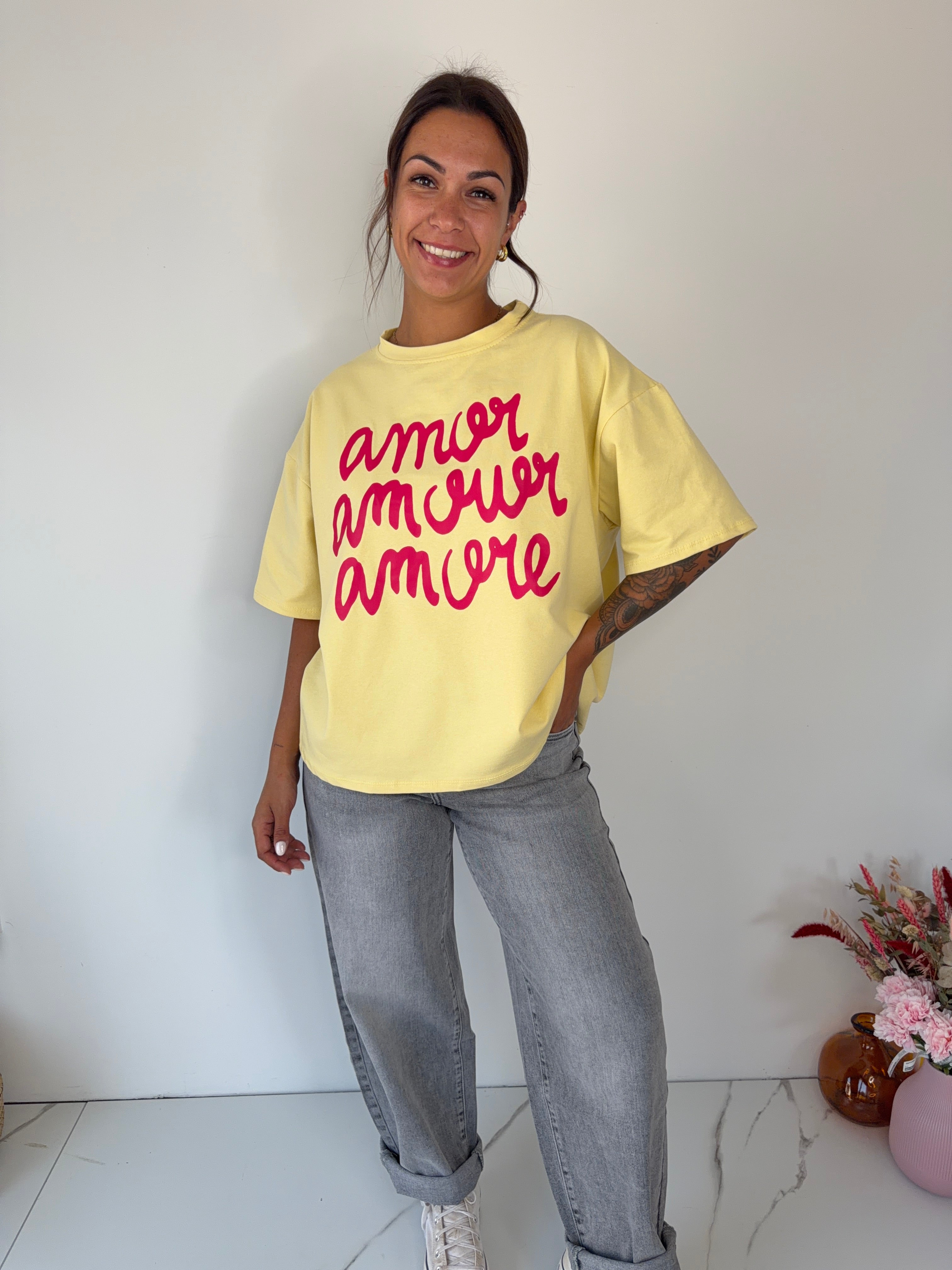 T-shirt Amore - jaune