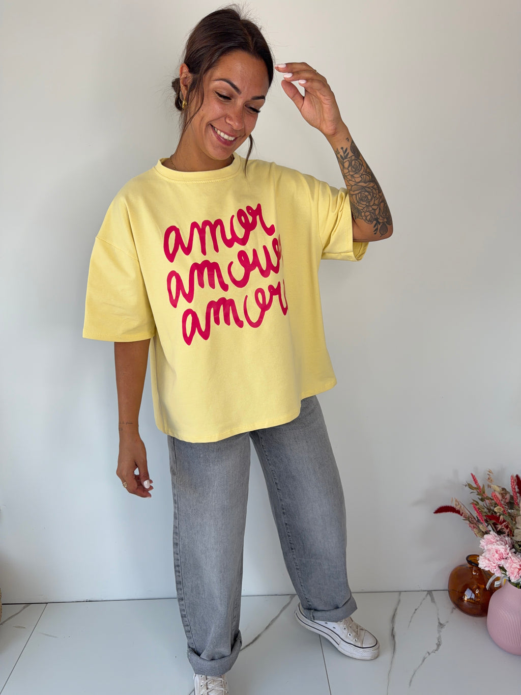 T-shirt Amore - jaune