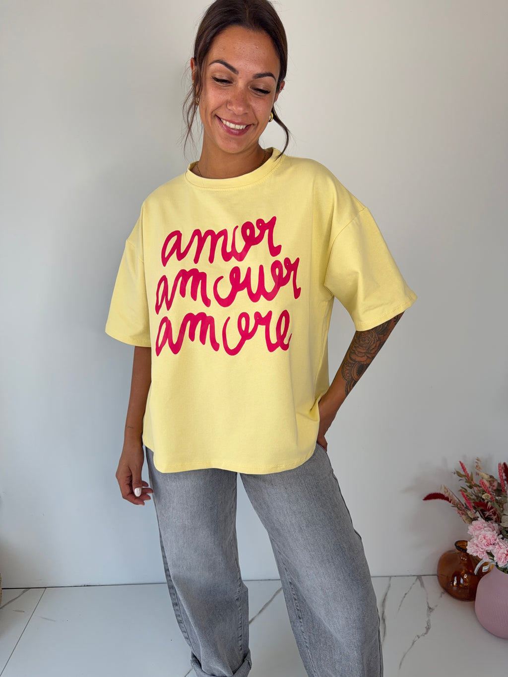 T-shirt Amore - jaune