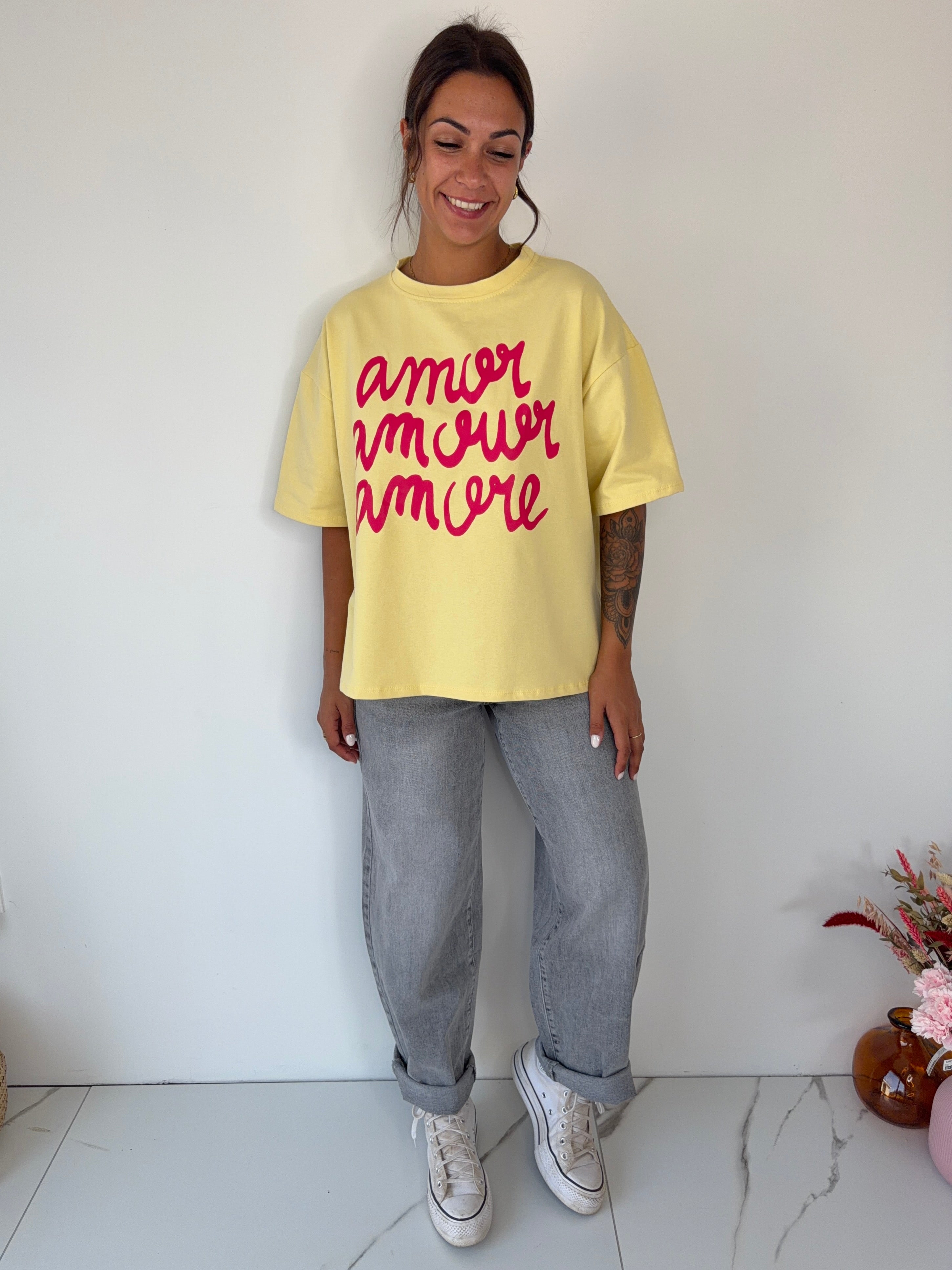 T-shirt Amore - jaune
