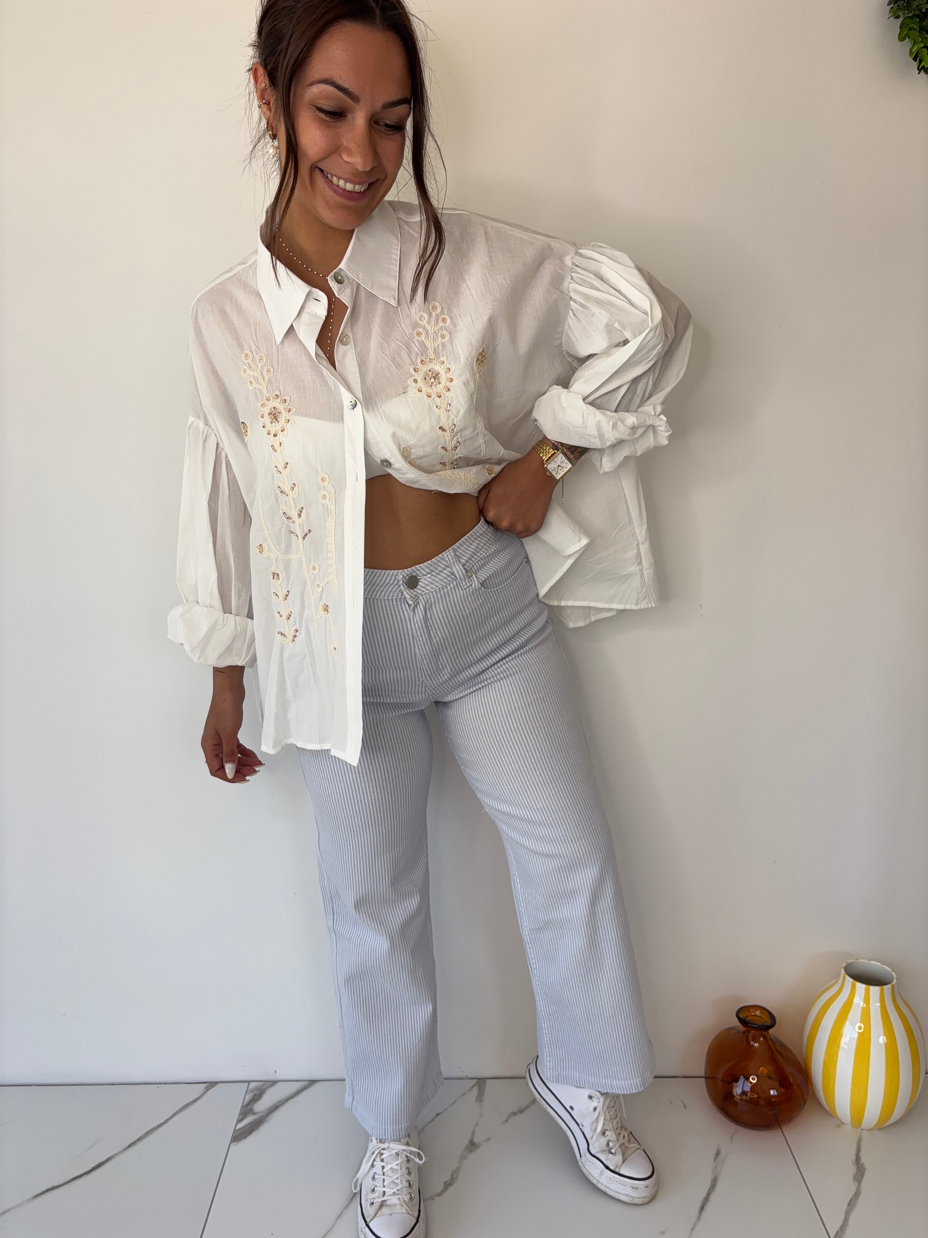 Jeans Toby - rayé bleu