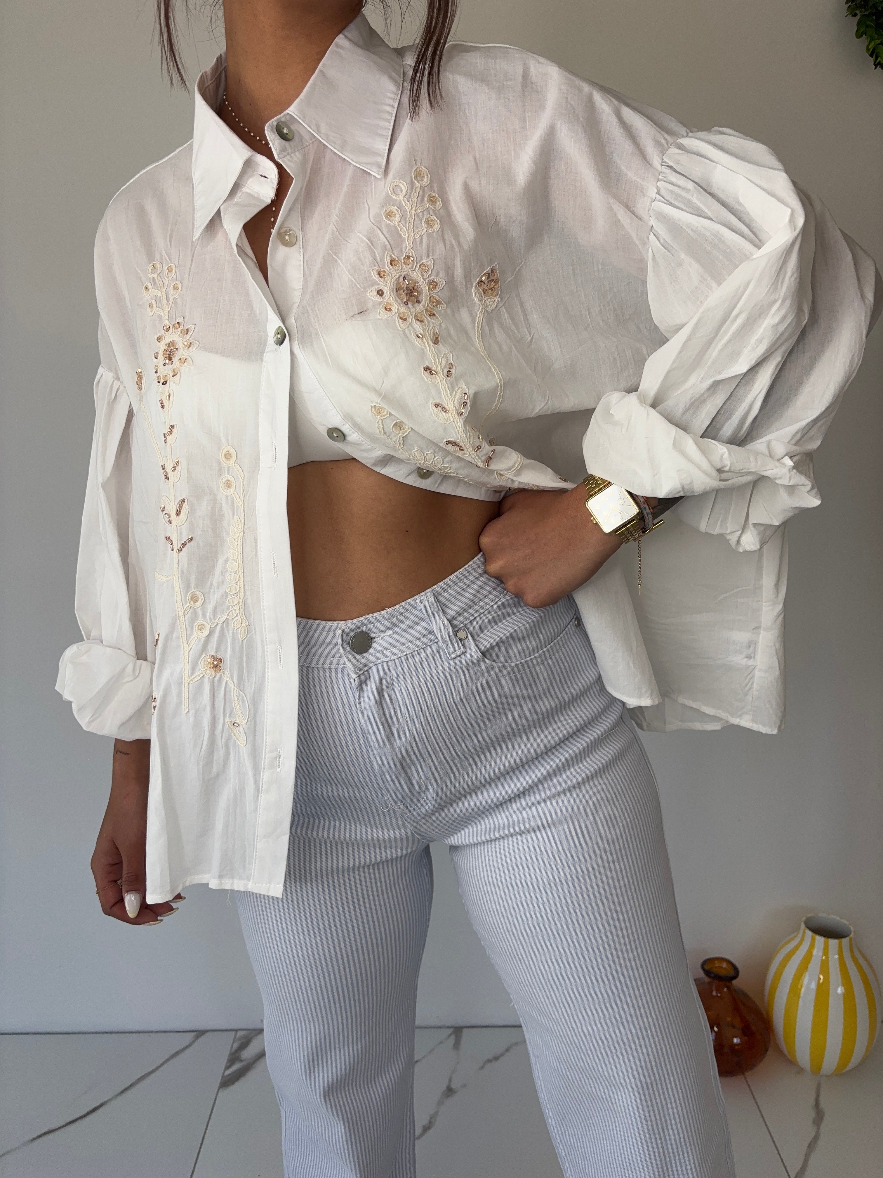 Jeans Toby - rayé bleu