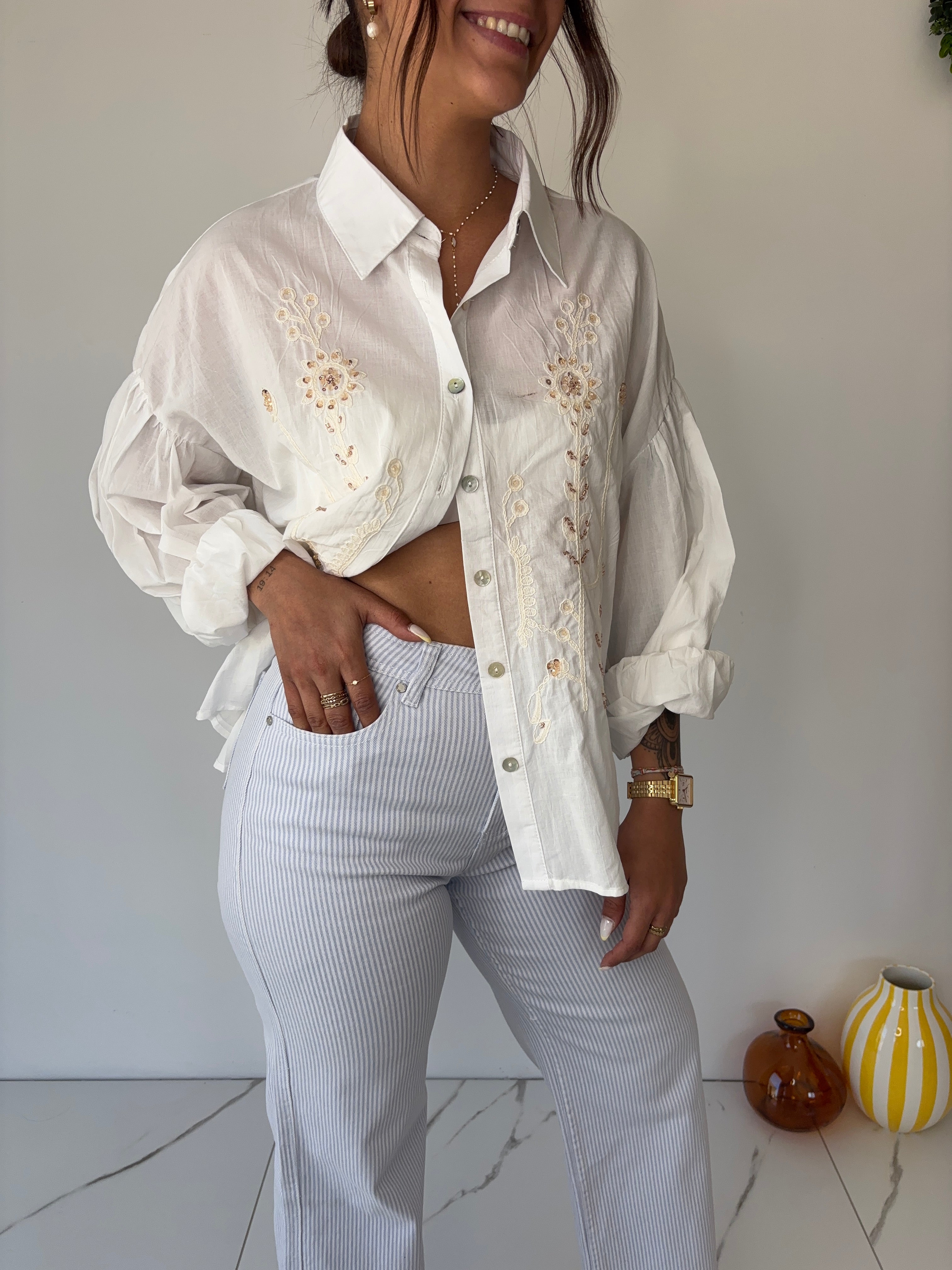 Jeans Toby - rayé bleu