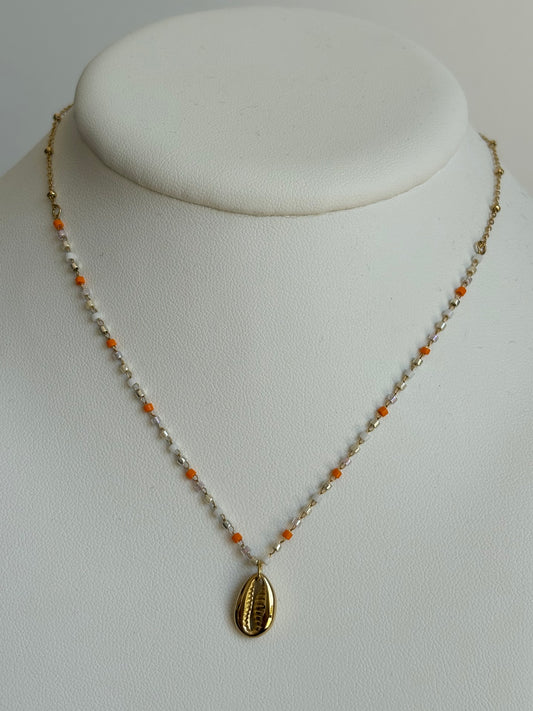 Collier coquillage orange Pauline