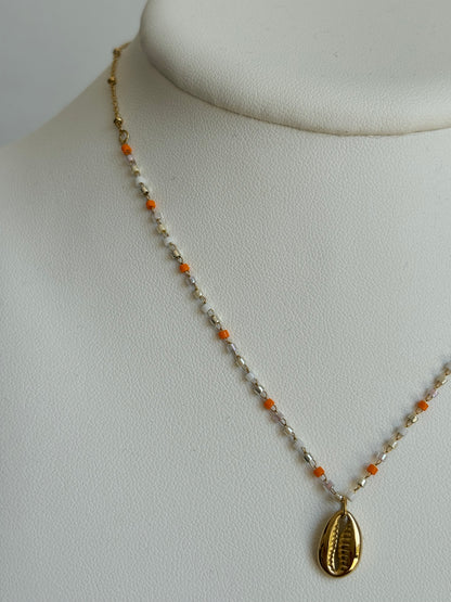 Collier coquillage orange Pauline