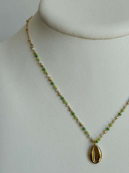 Collier coquillage vert Pauline