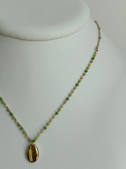 Collier coquillage vert Pauline