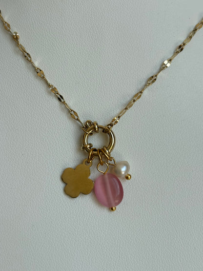 Collier pendentif rose Lucie