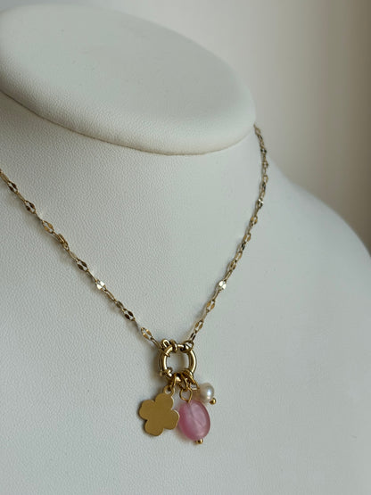 Collier pendentif rose Lucie