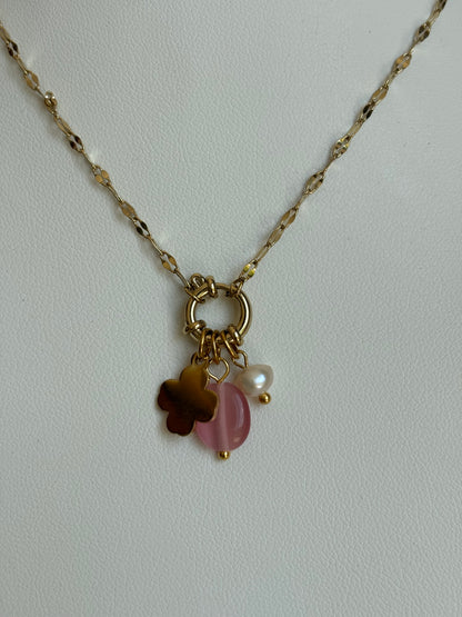 Collier pendentif rose Lucie