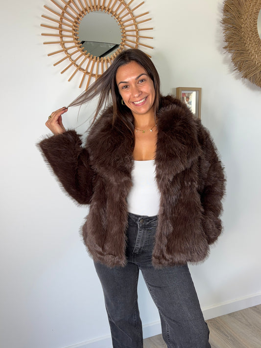Manteau fourrure Lia - chocolat