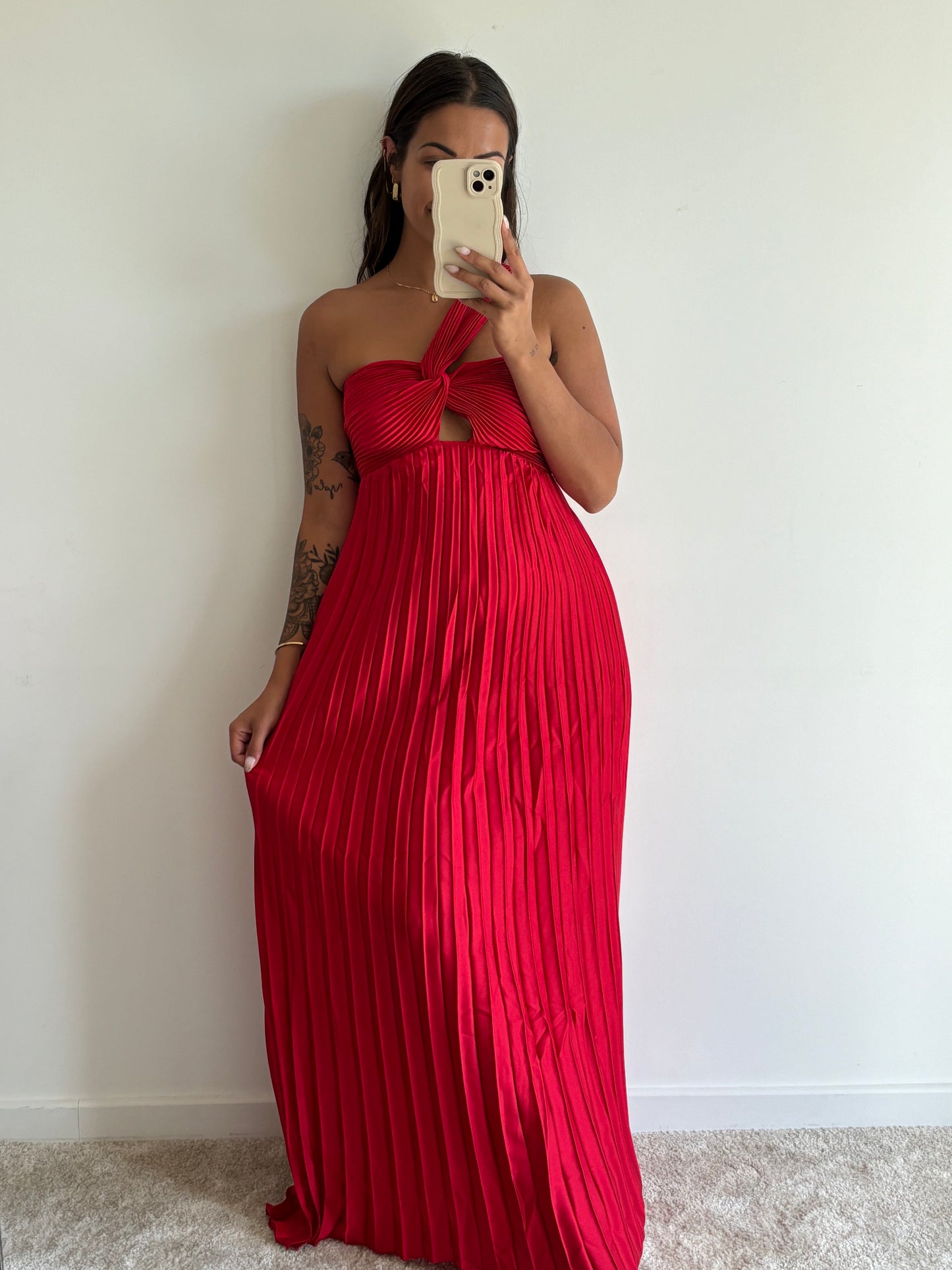 Robe plissée rouge Lalou