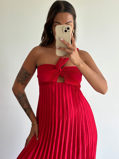 Robe plissée rouge Lalou