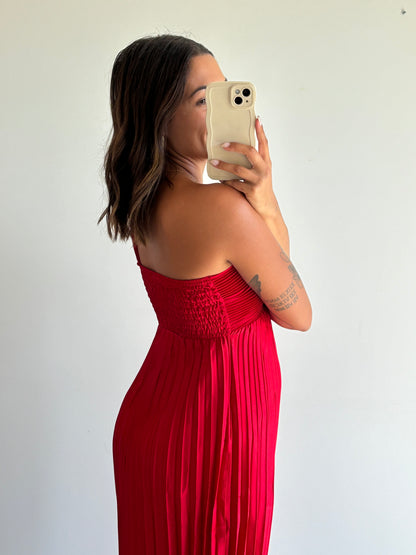 Robe plissée rouge Lalou