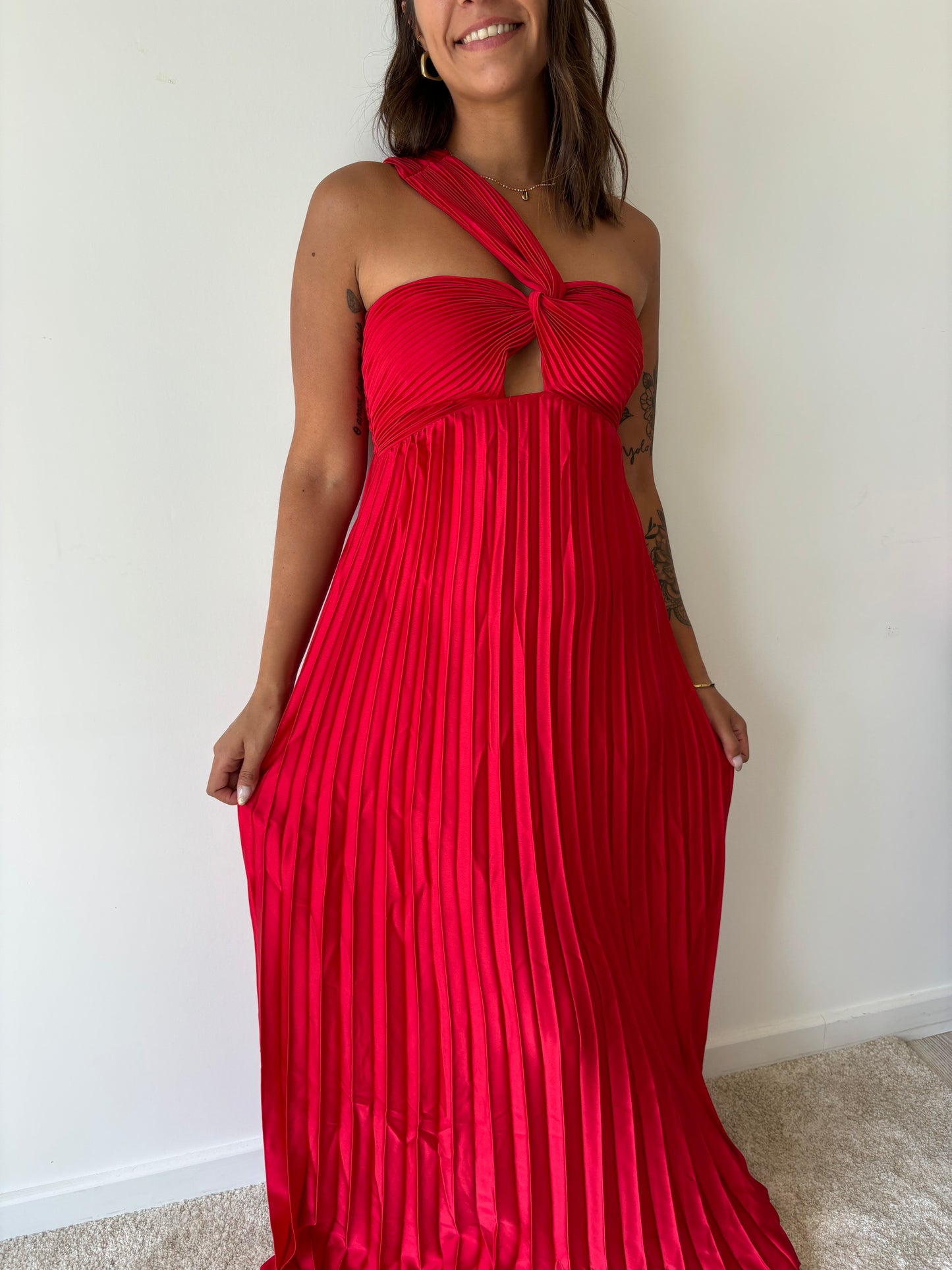 Robe plissée rouge Lalou