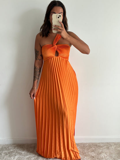 Robe plissée orange Lalou