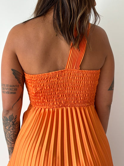 Robe plissée orange Lalou