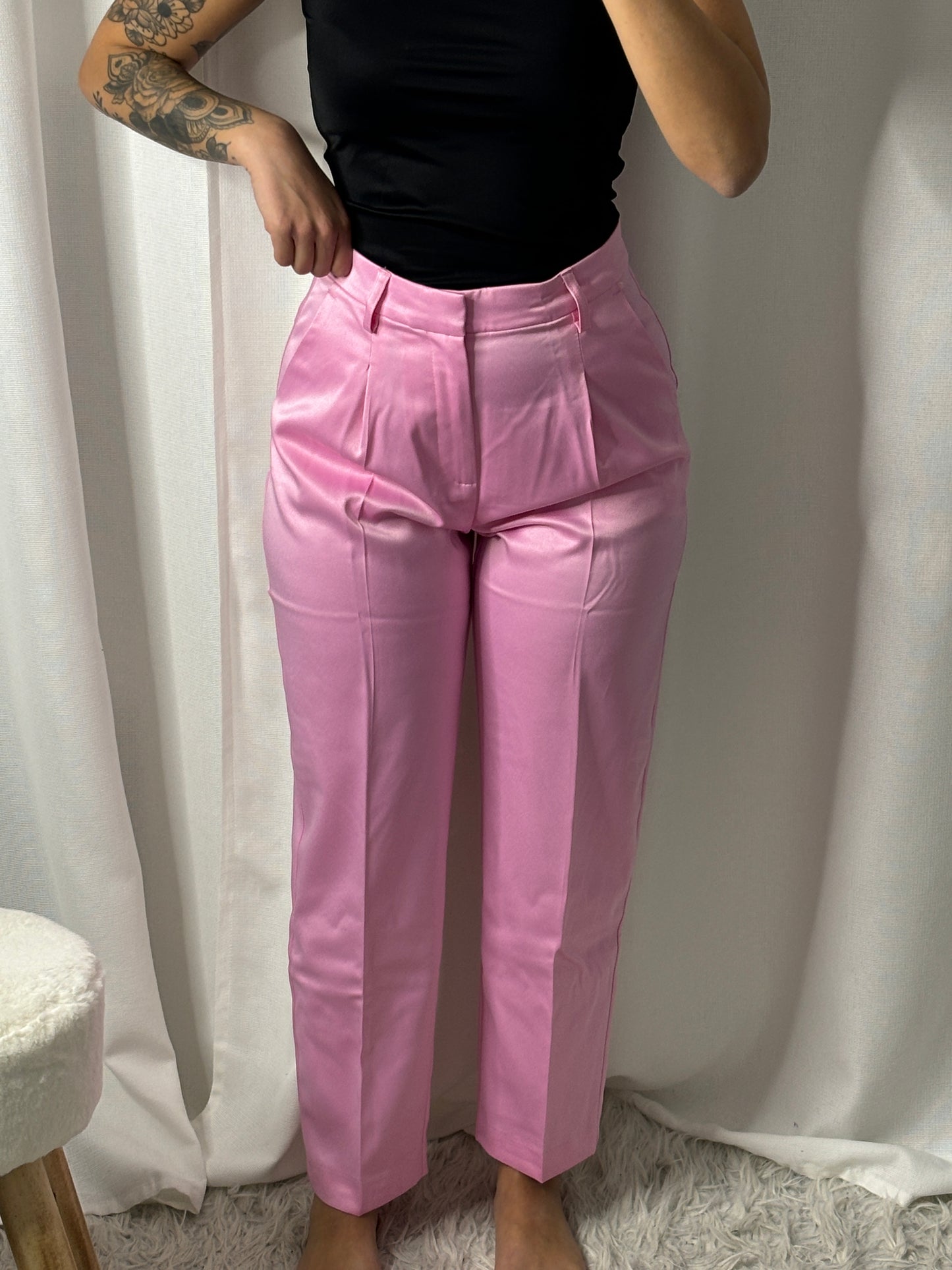 Pantalon rose satin Coralie