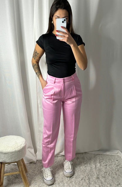 Pantalon rose satin Coralie