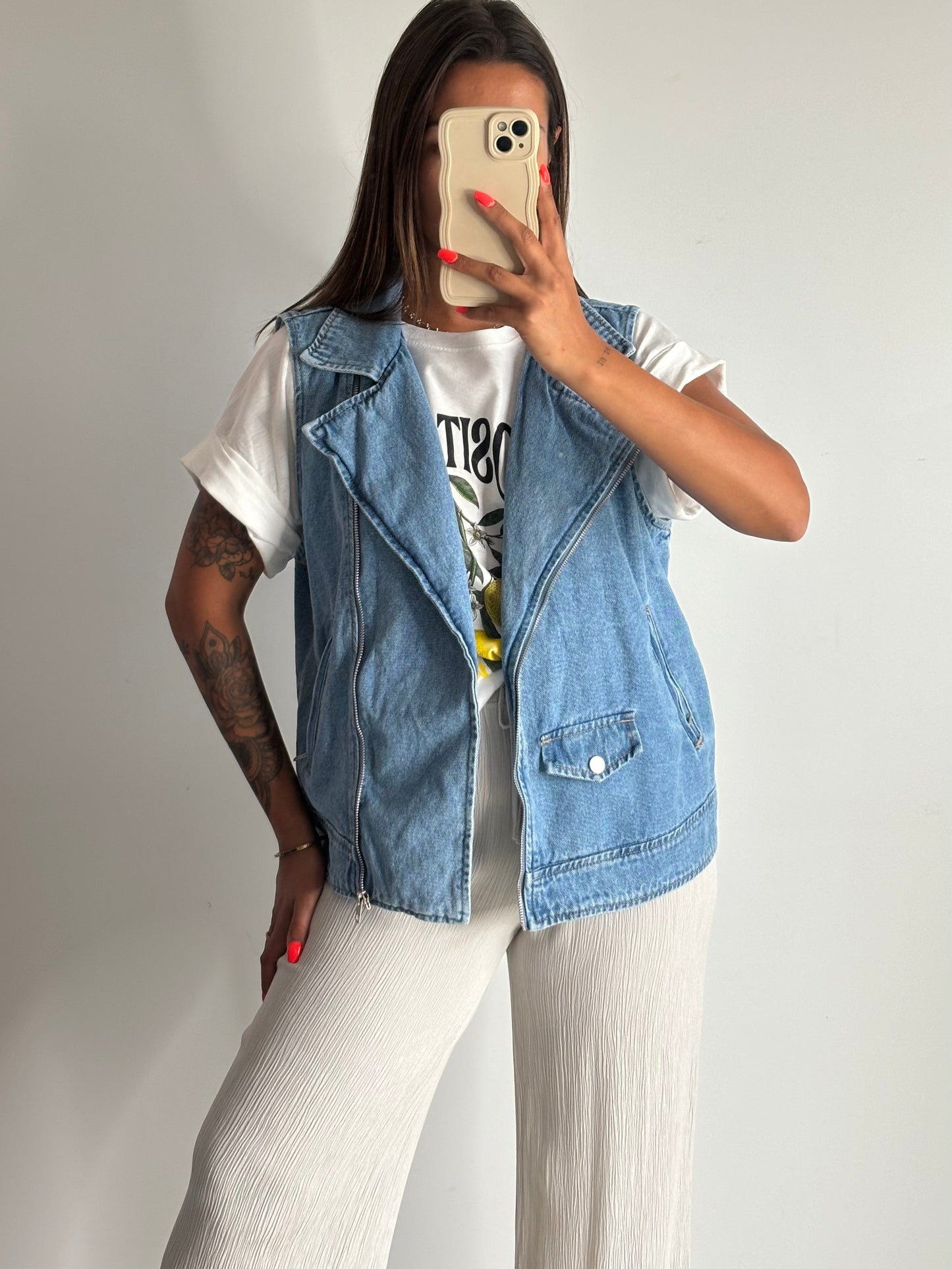 Veste jeans sans manche Zoé