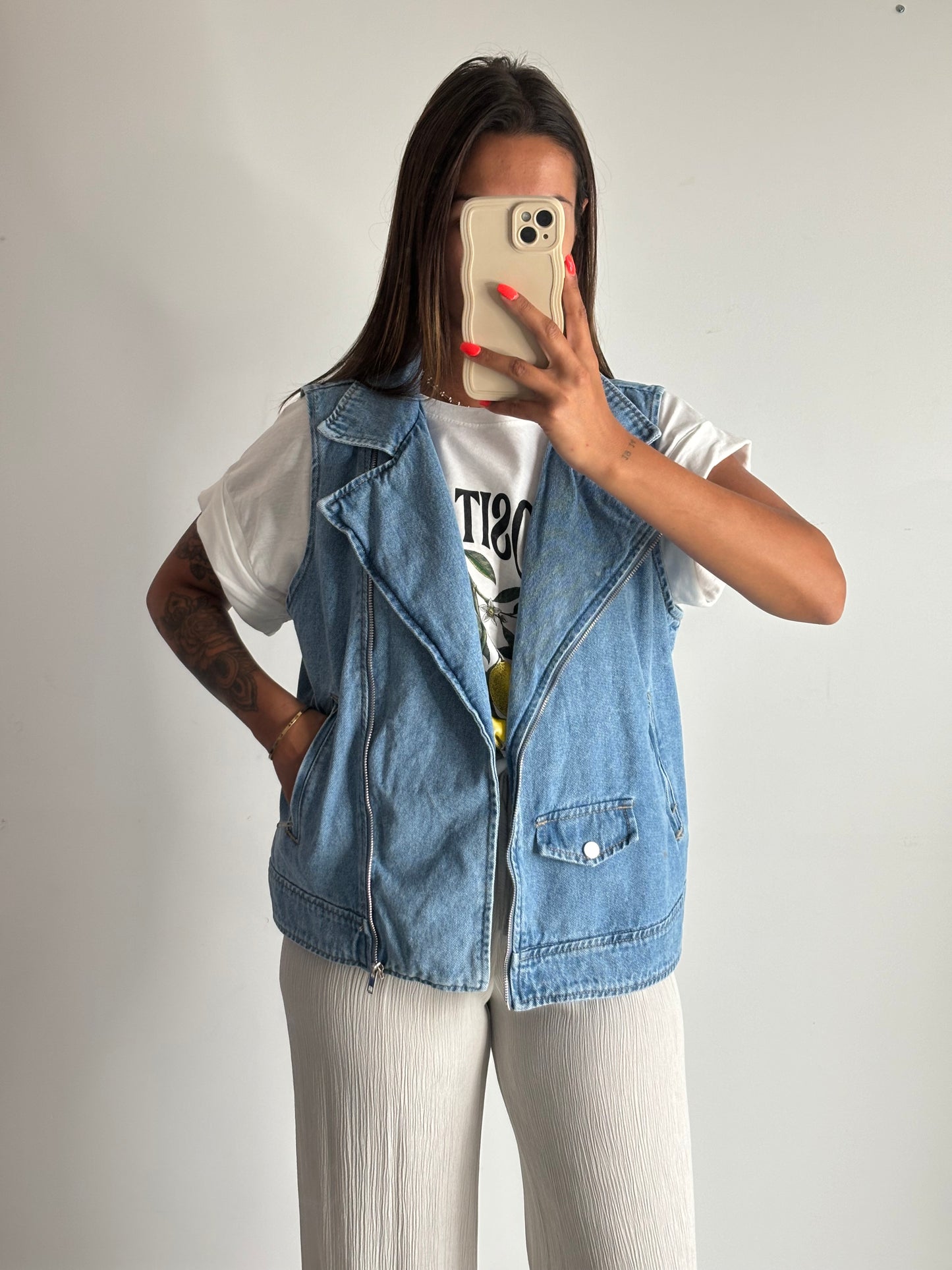 Veste jeans sans manche Zoé