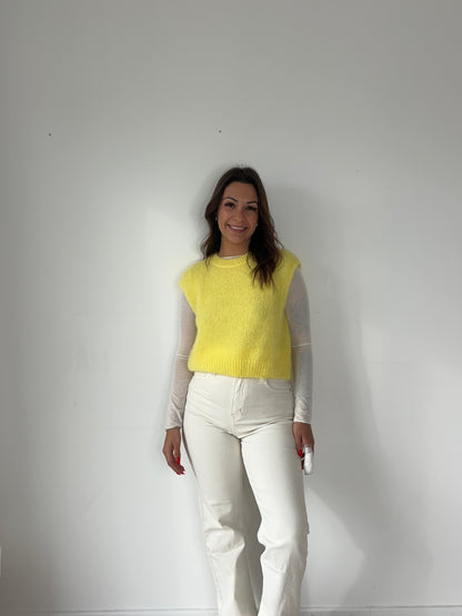 Pull sans manche "mohair" - jaune