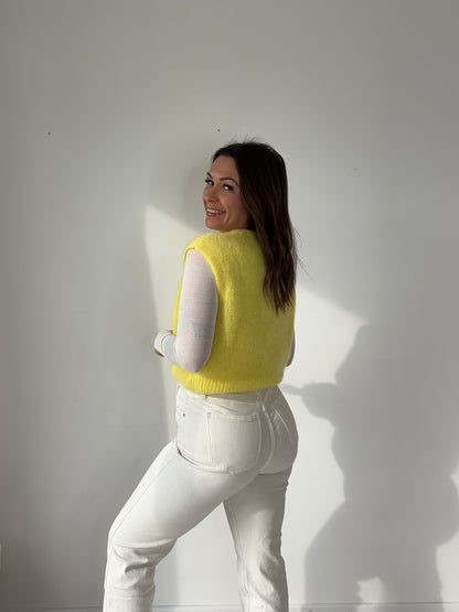 Pull sans manche "mohair" - jaune