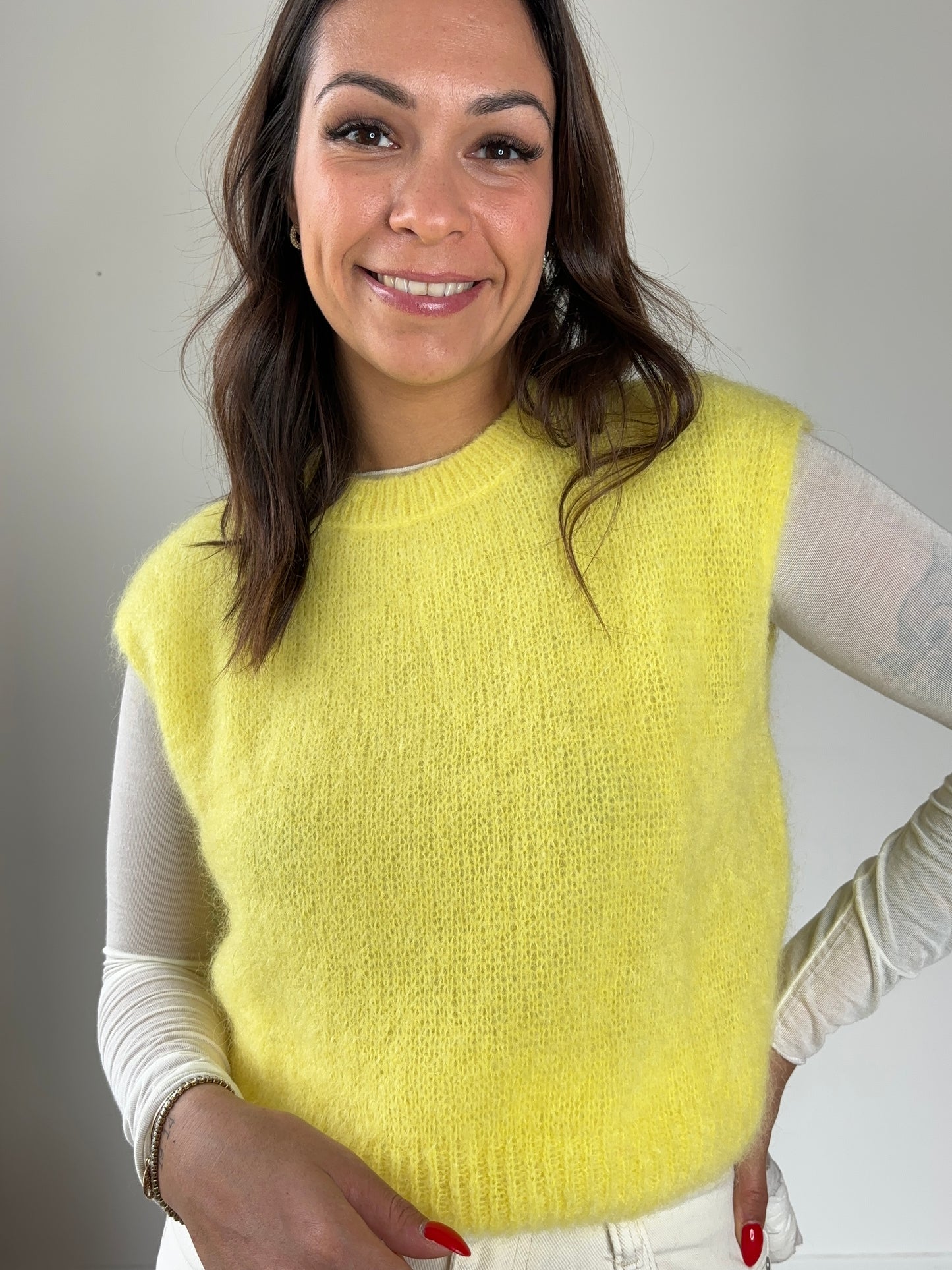 Pull sans manche "mohair" - jaune