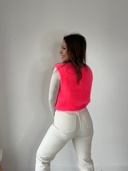 Pull sans manche "mohair" - corail