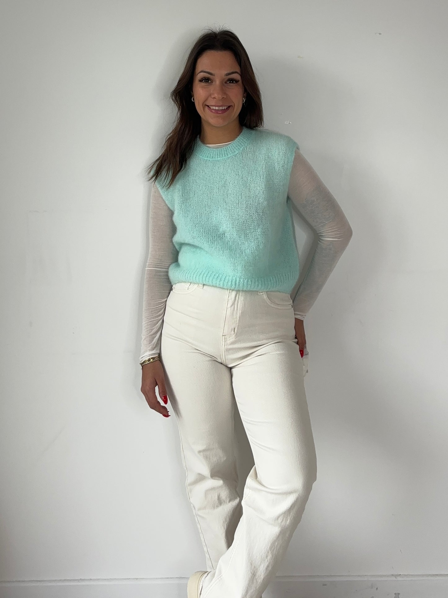 Pull sans manche "mohair" - bleu ciel