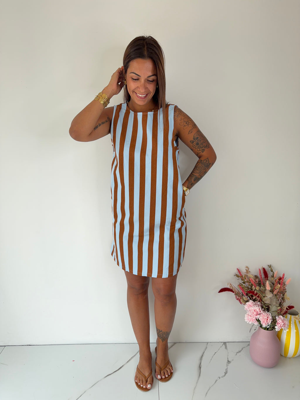 Robe Fonia - chocolat / bleu